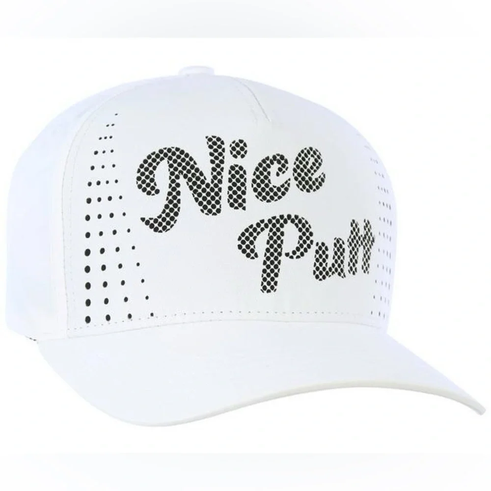 NWT Mens Golf PGA Tour Pro Series‎ Perforated Nice Putt Hat Cap White